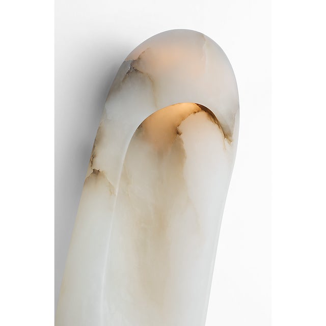 Visual Comfort Kelly Wearstler for Visual Comfort Signature Esculpa 18" Elongated Wall Light in Alabaster and Polished Nickel For Sale - Image 4 of 9