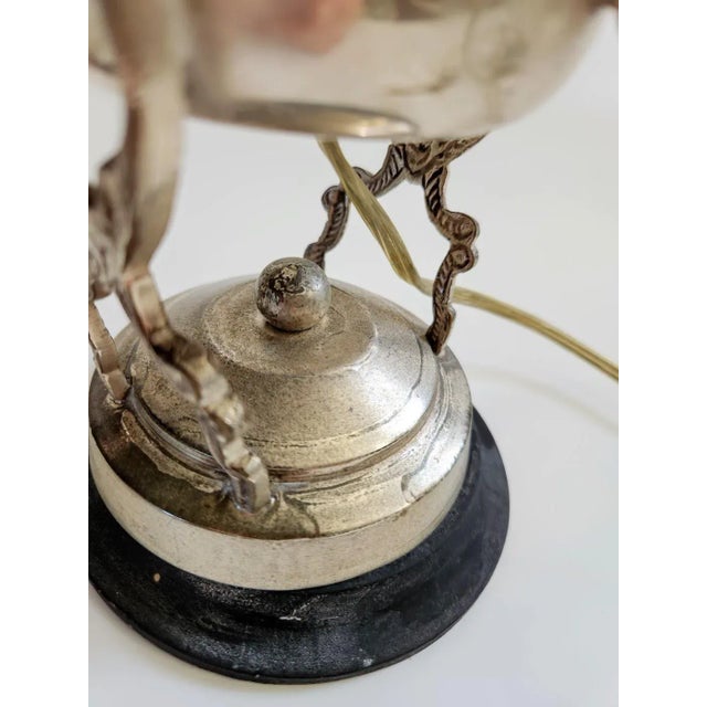 Metal 1960s Silver Plate Teapot on Stand Table Top Lamp For Sale - Image 7 of 12
