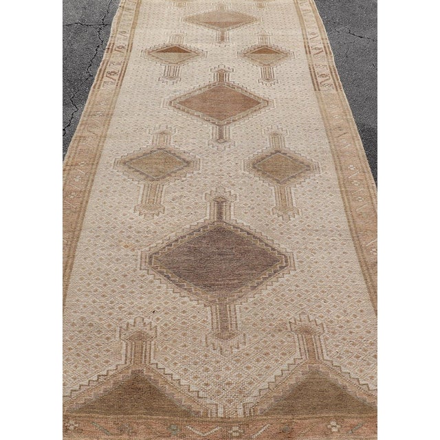Taupe Vintage Turkish Kars Gallery Runner in Warm Taupe, Sand, and Soft Brown For Sale - Image 8 of 14