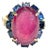 Bochic “Orient” Red Ruby & Tanzanite Ring, Set 18K In Yellow Gold & Silver For Sale