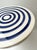 Blue Contemporary Pair of Blue and White Ceramic Stripe Side Tables. Italy For Sale - Image 8 of 12
