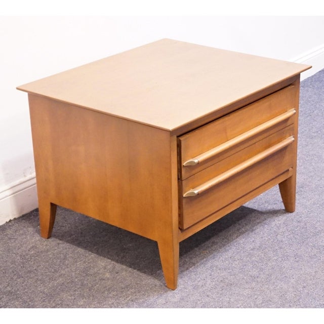 Willett Furniture Willett Furniture Solid Hard Rock Maple MCM Mid Century Modern 29" Two Drawer Nightstand For Sale - Image 4 of 12