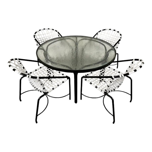 1950s Tadao Inouye for Brown Jordan Kantan Patio Table and Four Chairs, Attributed For Sale