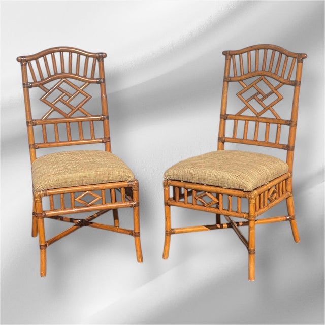 Pair of Vintage Tommy Bahama Natural Bamboo Chairs For Sale In Philadelphia - Image 6 of 8