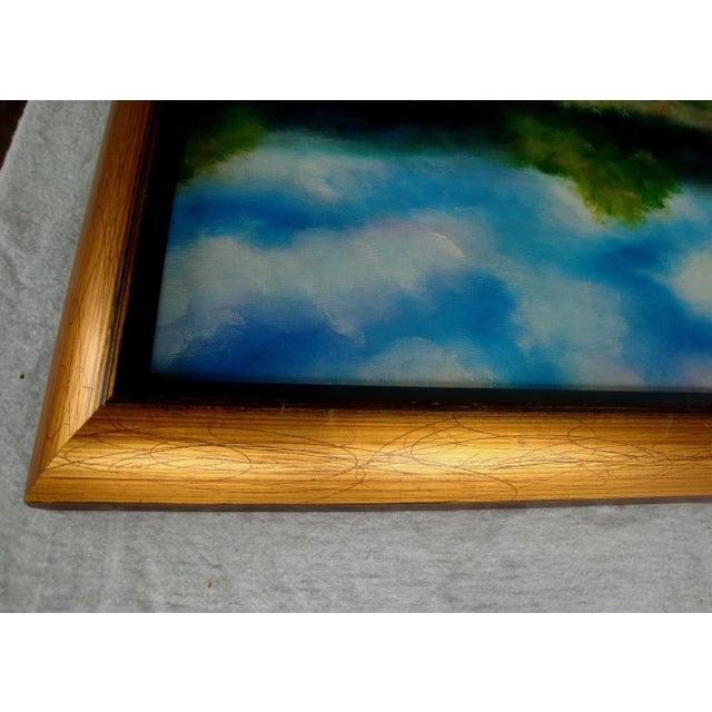 Mid 20th Century Landscape Painting of a Country Lane and Green Fields For Sale - Image 4 of 6