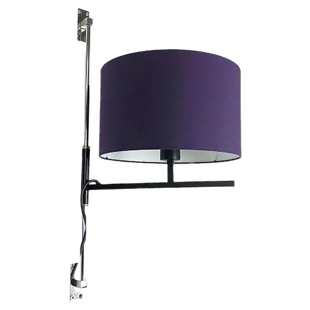 Minimalist Adjustable Metal Wall Light, 1960s For Sale