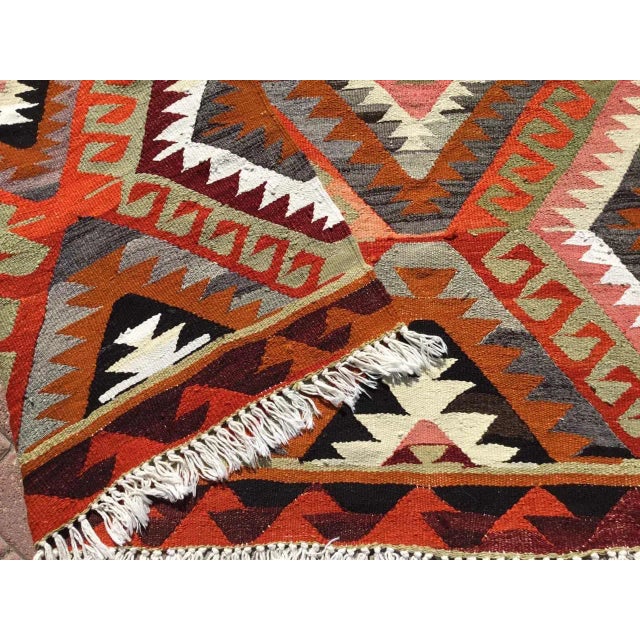 Burnt Orange Bohemian Kilim Rug - 68" X 109" For Sale - Image 10 of 11