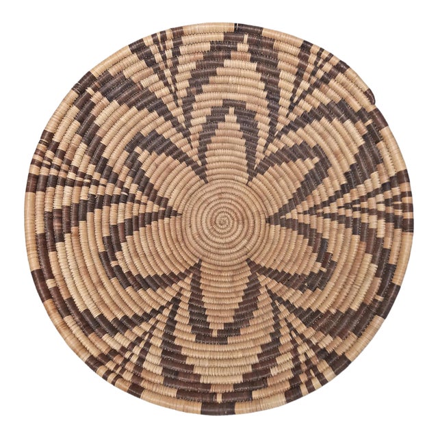 Vintage African Tribal Style Hand Woven Bowl Coil Basket For Sale