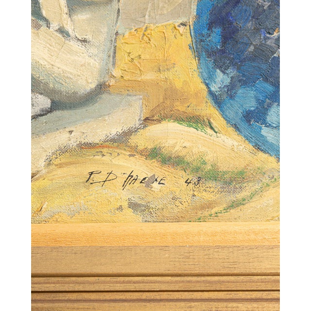 1940s France Pink Canvas Painting For Sale - Image 14 of 15