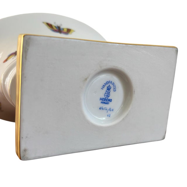 Vintage 1950s Herend Hungary Rothschild Bird Oval Cachepot Urn With Gilded Paw Feet For Sale - Image 9 of 10