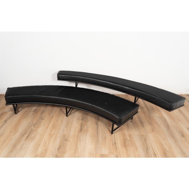 Monte Carlo Sofa by Eileen Gray for Het Binnenhuis. The sofa is upholstered with black leather on a black coated metal...