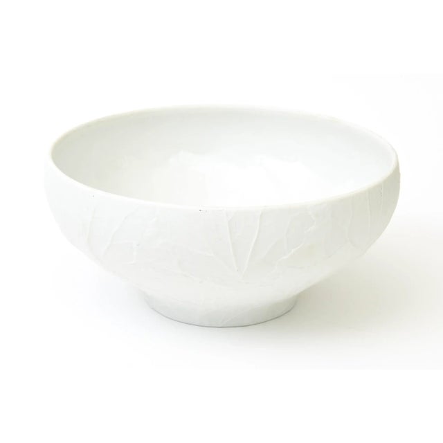 Mid-Century Modern Vintage Hallmarked Heinrich Bavaria Porcelain White Bisque Bowl With Textured Organic Design MCM For Sale - Image 3 of 10