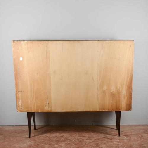 Brown Herringbone Veneered Sideboard with Bar Drop-Down Door For Sale - Image 8 of 9