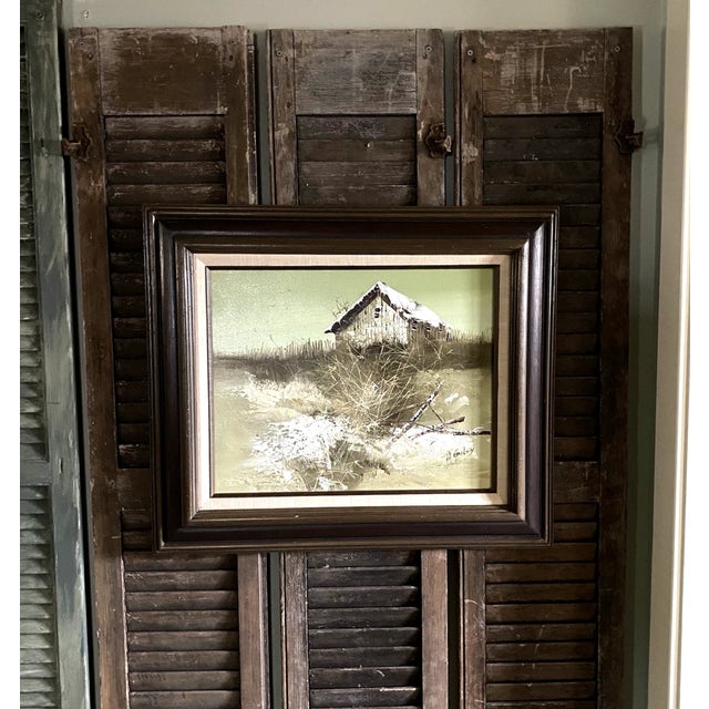Brown 1970s H. Gailey Barn Landscape Oil Painting, Framed For Sale - Image 8 of 12
