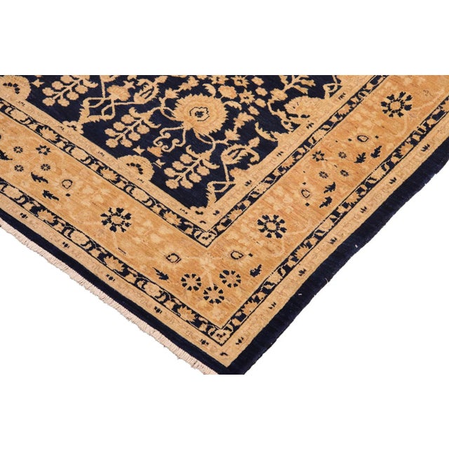 Boho Chic Ziegler Blue Tan Hand-Knotted Wool Rug - 8'2'' X 10'2'' For Sale - Image 4 of 8