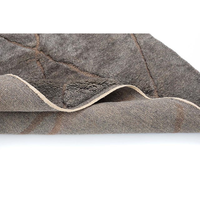 Taupe Subtle Diamond-Lattice Hand-Knotted Moroccan Wool Rug | 7'7" X 6'1" | One of a Kind For Sale - Image 8 of 8