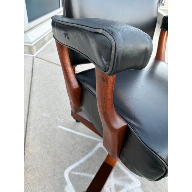 Wood Antique Leather Desk Chair From the Sikes Company Inc. For Sale - Image 7 of 12