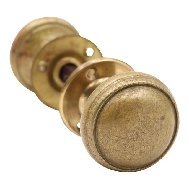 Traditional Cast Brass 2 In. Beaded Door Knobs For Sale