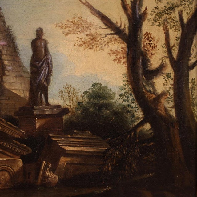 Capriccio with Classical Ruins and Figures, 1730, Oil on Canvas For Sale - Image 11 of 15