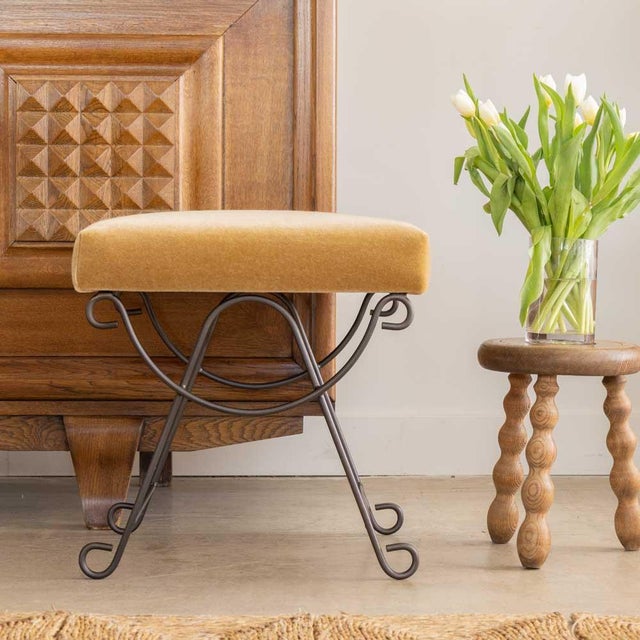 Panoplie Iron Loop Stool, Camel Mohair For Sale In Los Angeles - Image 6 of 11