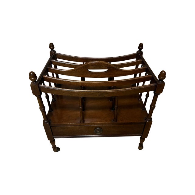 Mid 20th Century Mahogany Magazine Rack Canterbury With Drawer For Sale - Image 13 of 13