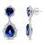 Contemporary 18K White Gold Blue Sapphire and Diamond 2.00 Cttw Diamond Halo Drop and Dangle Earring (G-H Color, For Sale - Image 3 of 5