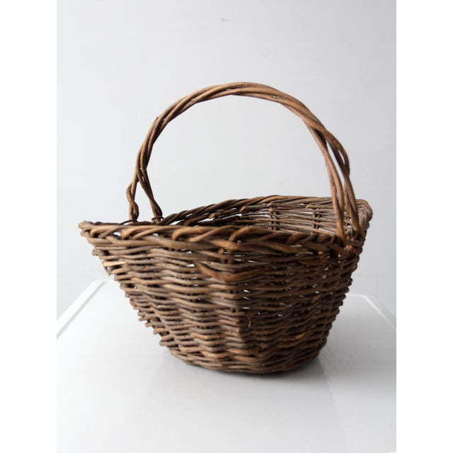 Vintage Wicker Gathering Basket For Sale - Image 6 of 14