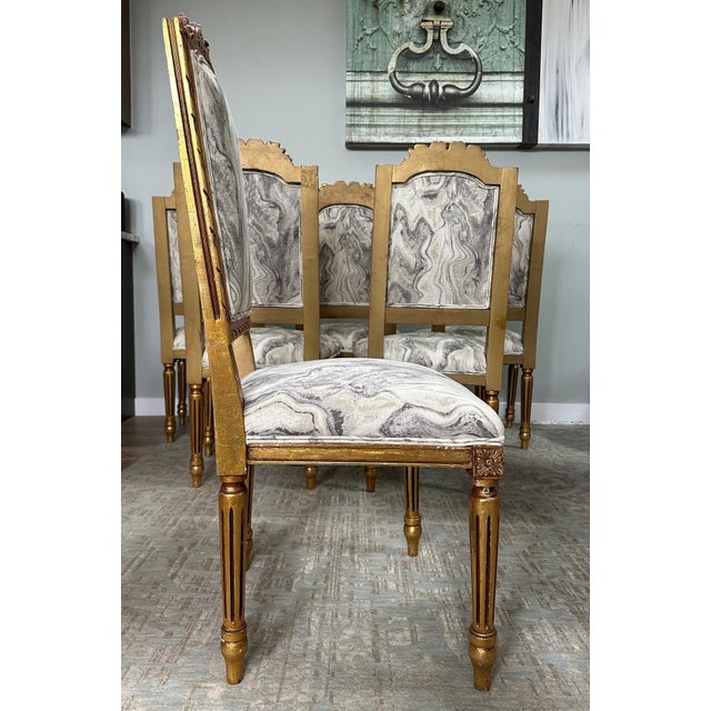 Late 18th Century French Louis XVI - Style Giltwood Dining Chairs With Hand-Painted Rosettes - Set of 6 For Sale - Image 13 of 14