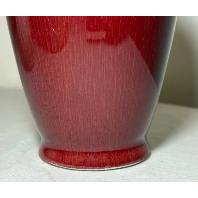 Red Vintage Jingdezhen Handmade Sang De Boeuf Chinese Red Oxblood Pottery Vase For Sale - Image 8 of 10