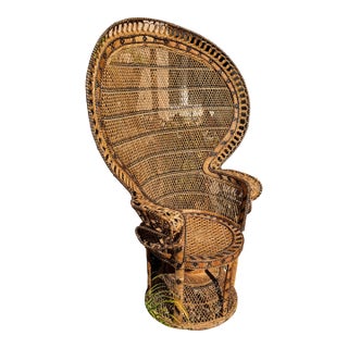 Iconic 1970s Vintage Emmanuelle Wicker Rattan Peacock Chair For Sale