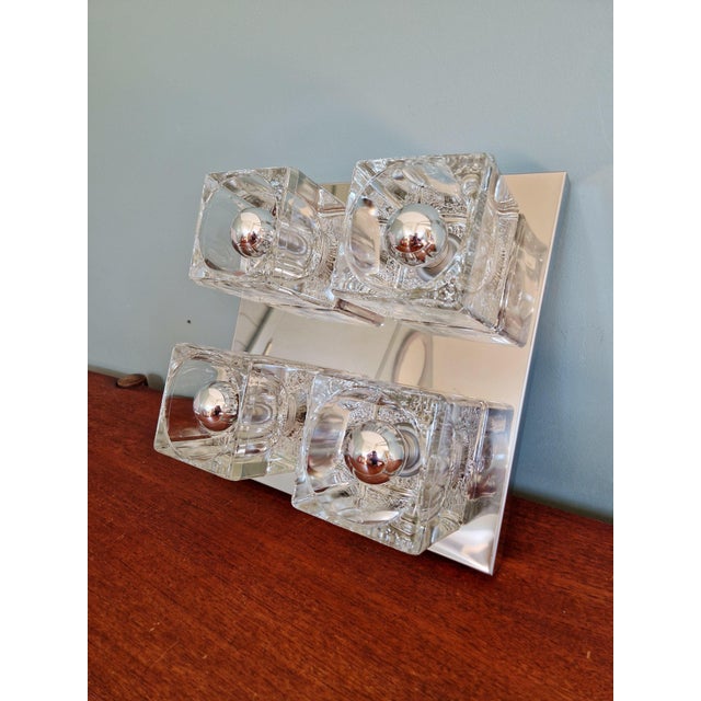 Ice Cube Square Ceiling Light in Chromed Metal and Glass from Peill & Putzler, 1970 For Sale - Image 17 of 17