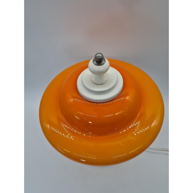 Space Age Table Lamp with Orange Glass Shade, Europe, 1970s For Sale - Image 4 of 12