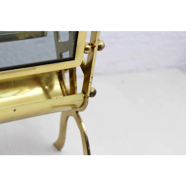 Gold Glass and Brass Magazine Rack, 1960s For Sale - Image 8 of 13