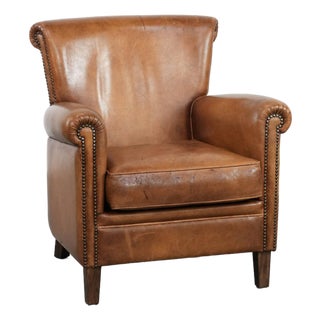 Vintage Brown Sheepskin Armchair For Sale