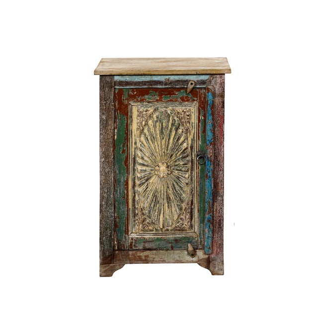 Nightstand Made From Antique Indian Teakwood Architectural Elements For Sale In Santa Fe - Image 6 of 8