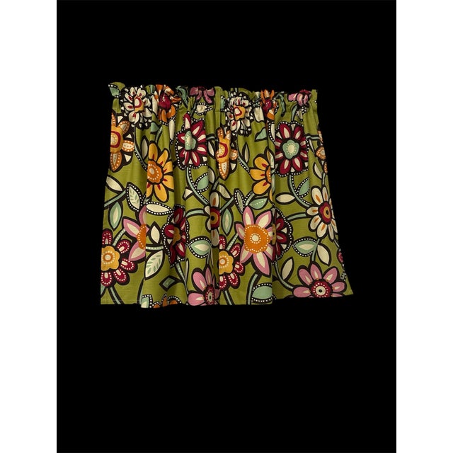 Art Deco Green Floral Cafe Curtains 28Wx25L Handmade New For Sale - Image 3 of 9