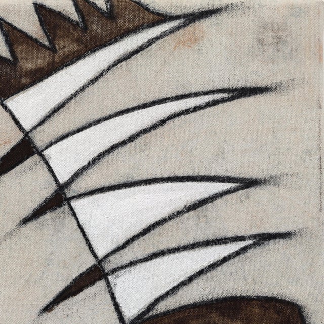 Stout No Doubt - Neutral Beige Abstract Modern Organic Shape Mixed Media Artwork on Canvas by Rue Bootay For Sale In Los Angeles - Image 6 of 8