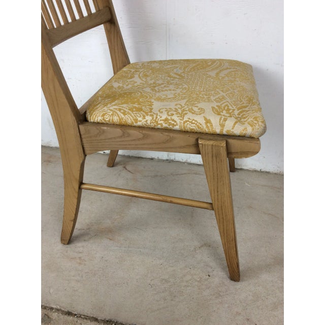 Mid Century Modern Side Chair With Limed Oak Finish and Newer Patterned Upholstery For Sale - Image 11 of 12