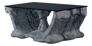Shape Coffee Table in Marble and Tempered Glass by Manta