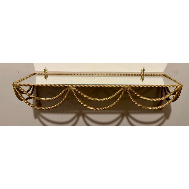 1960s 1960s Pair of Italian Gilt Rope and Tassel Wall Shelves For Sale - Image 5 of 12