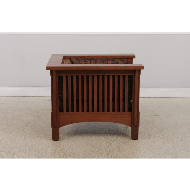 1980s Mission Style Solid Mahogany Cube Arm Chair For Sale - Image 5 of 13