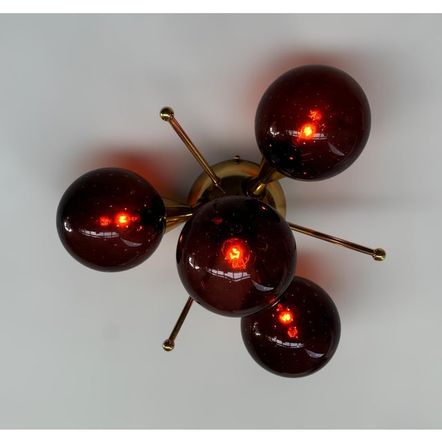 Metal Orchidea Polished Brass Amethyst Bubbles Globe Flush Mount by Fabio LTD For Sale - Image 7 of 7