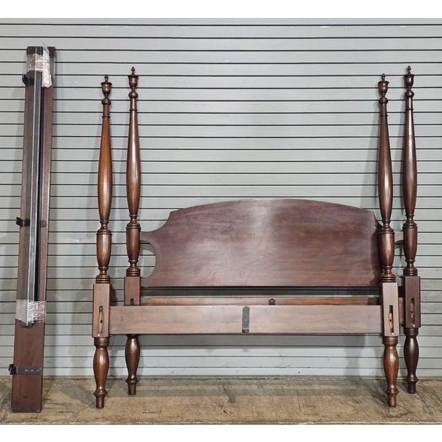 Store Item: Henkel Harris Mahogany Queen Size Four Post Carved Bed Made in Virginia Description: Solid Mahogany bed...