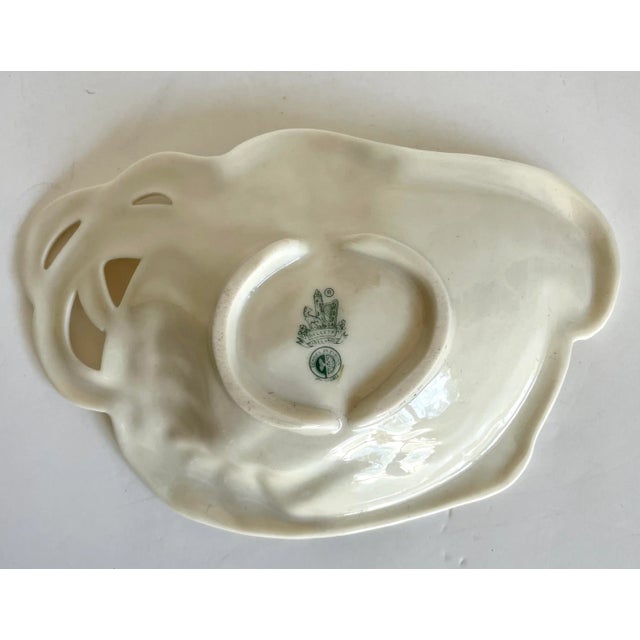 Ceramic Art Nouveau Belleek Ireland Woman With Harp Porcelain Trinket Dish For Sale - Image 7 of 9