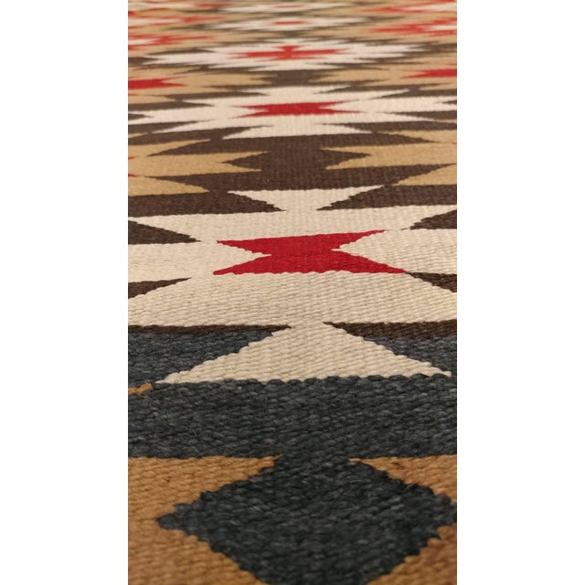 Vintage Navajo Carpet, Folk Rug, Handmade Wool, Beige, Red, Tan For Sale - Image 10 of 10