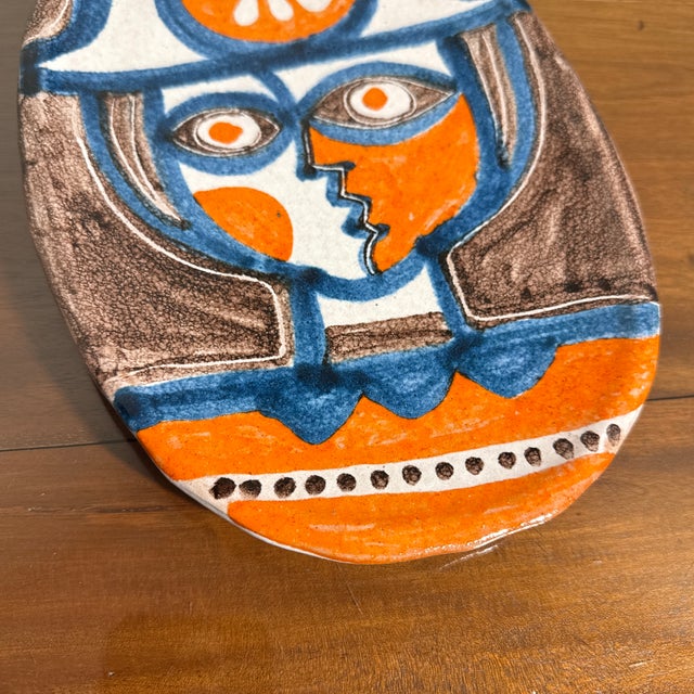 Vintage Giovanni De Simone Hand-Painted Ceramic Plate – Cubist Woman Portrait For Sale - Image 4 of 7