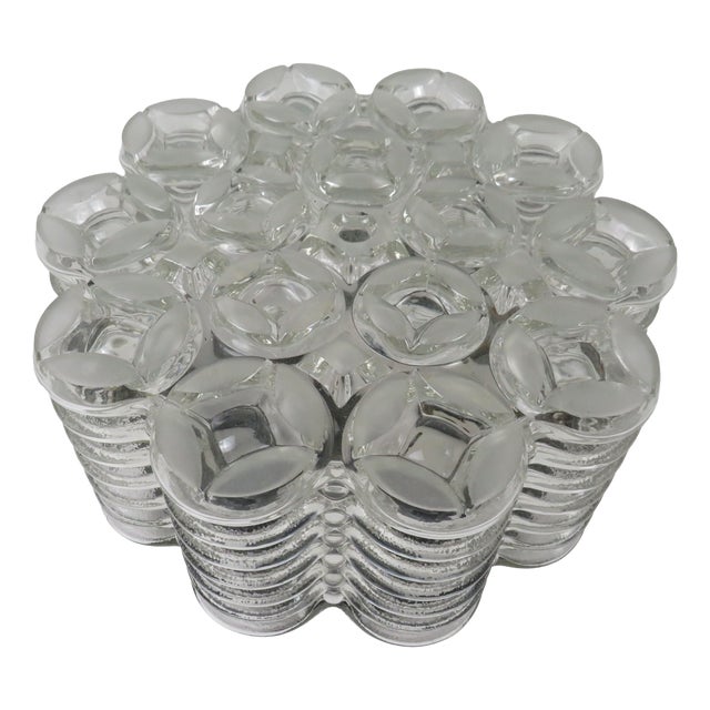 Architectural Textured Glass Flush Mount by Wila Leuchten, Germany, 1970s For Sale