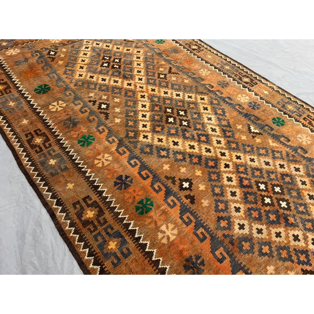 Antique Afghan Hand-Woven Ghelmori Kilim Rug | Flatweave Wool Tribal Geometric Rug For Sale - Image 4 of 11