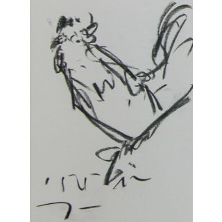 "Rooster" Contemporary Charcoal Sketch Drawing by Jose Trujillo For Sale