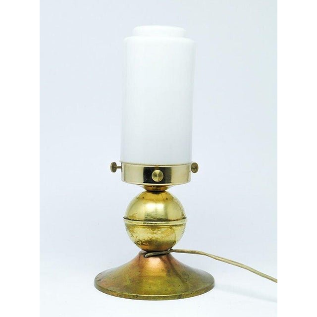 Goldenrod Metal and Glass Table Lamp, Germany, 1930s For Sale - Image 8 of 8